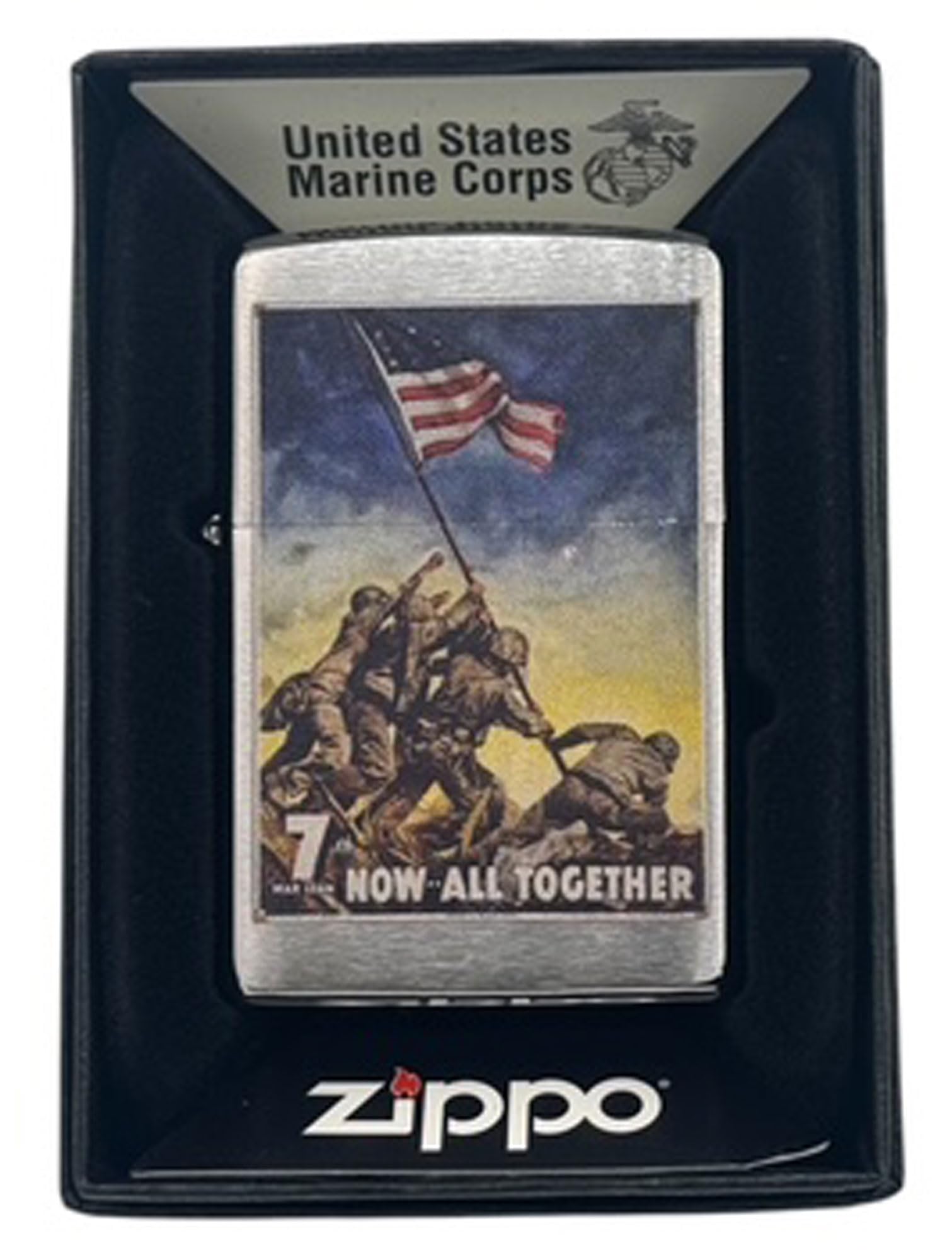 Custom Personalized Zippo U.S. Marine Corps Classic Windproof lighters - Free Engraving - Christmas, Halloween & Valentines Day Gift (Fl Silver)