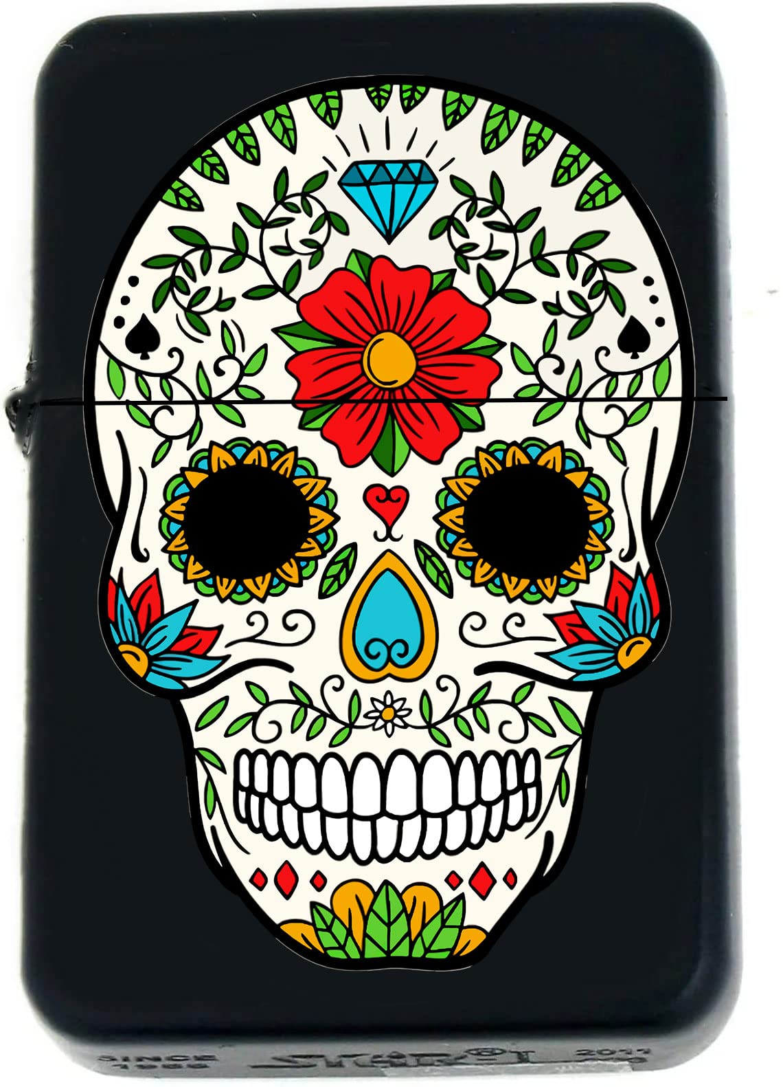 Custom Suger Skull - Available UV Color Printed Unique Collectible s Infinity Black Matt Windproof Lighters! (N Lover) (SK-7) - Christmas, Halloween & Valentines Day Gift