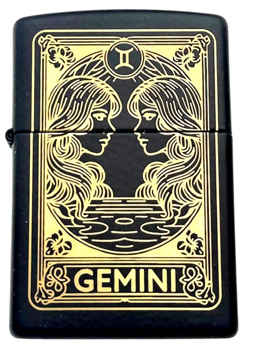Zippo Lighter - Personalized Custom Message Engraved on Backside Zodiac, Horoscope Signs (Gemini)