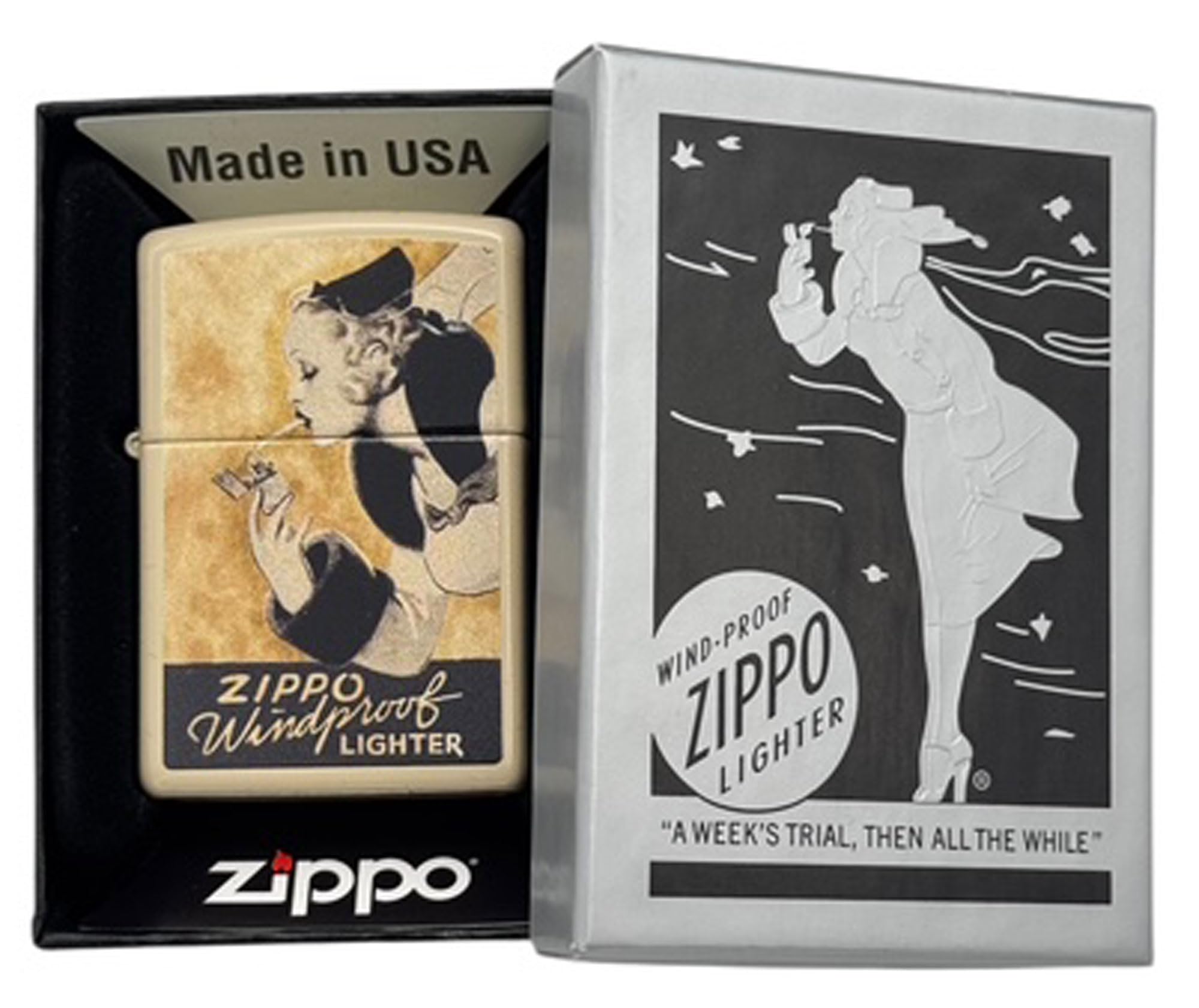 Custom Personalized Zippo Classic Windy Girl Windproof Oil Lighters - Engraving - Christmas, Halloween & Valentines Day Gift (SL Silver Cl)