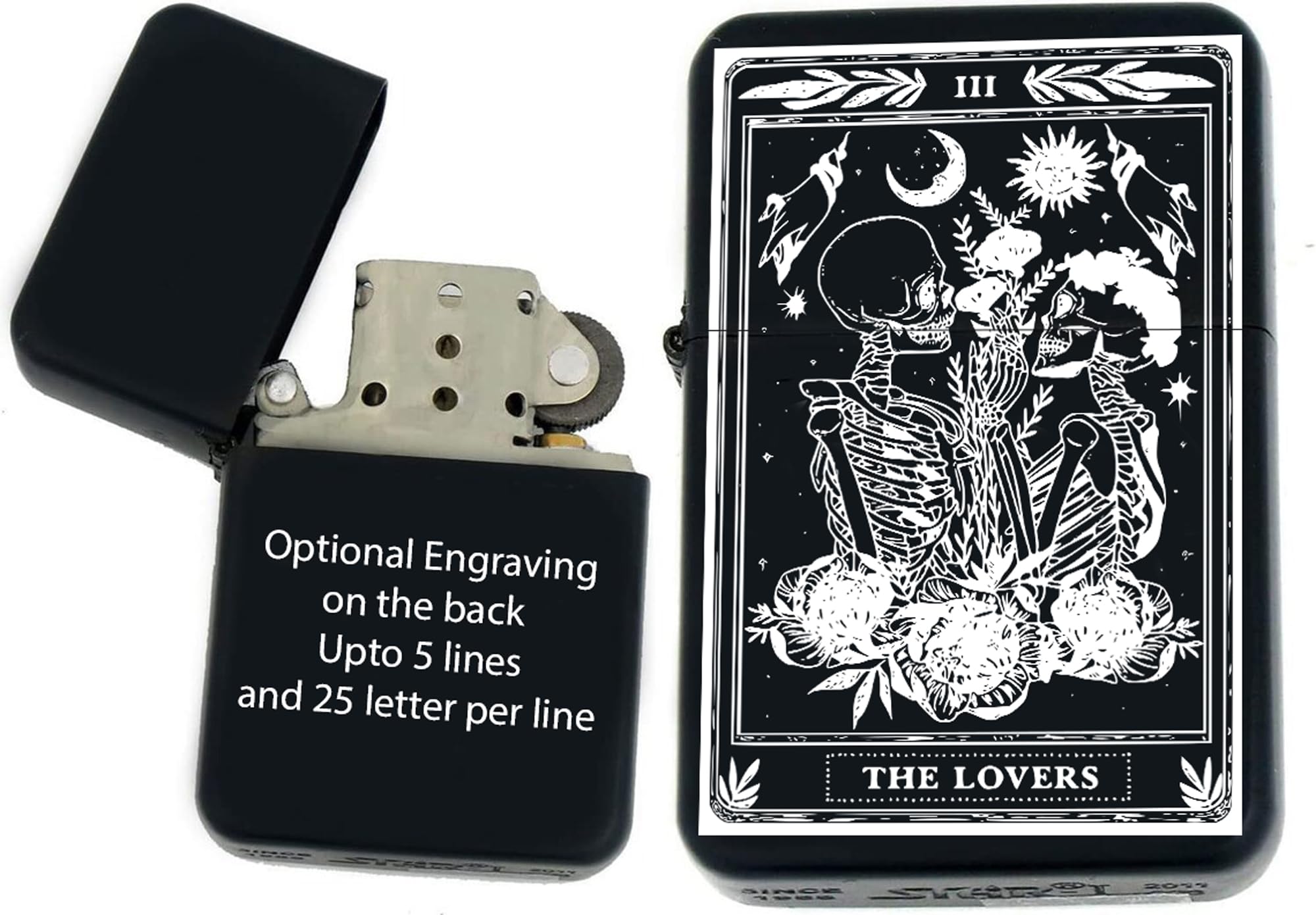 Custom Tarot Card - Major Arcana Cards Available Unique Lovers s Infinity Black Matt Windproof Lighters! (112) - Christmas, Halloween & Valentines Day Gift