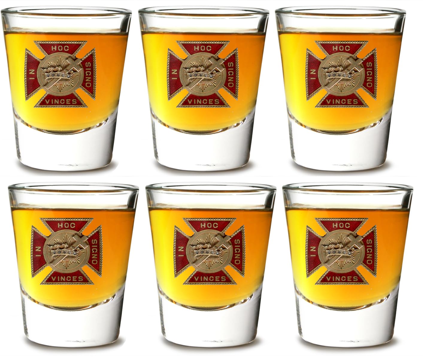 GIFTS INFINITY Set Of 6 1.5oz Shot Glasses UV Printed Masonic, OES Past Matron, Shriner, 32nd Degree Scottish Rite, 33rd Degree Scottish Rite, Past-Master (York-Rite-Knights)