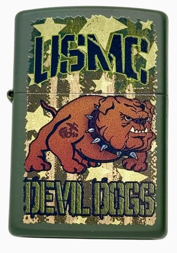 Custom Personalized Zippo U.S. Marine Corps Classic Windproof lighters - Free Engraving - Christmas, Halloween & Valentines Day Gift (Green)
