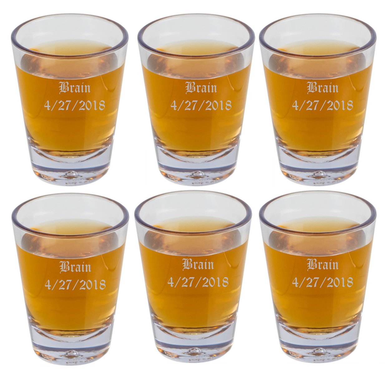 Gifts Infinity® Personalized Set of 6 SHot Glasses Free Engraving Groomsman and Bridesmaid Gift