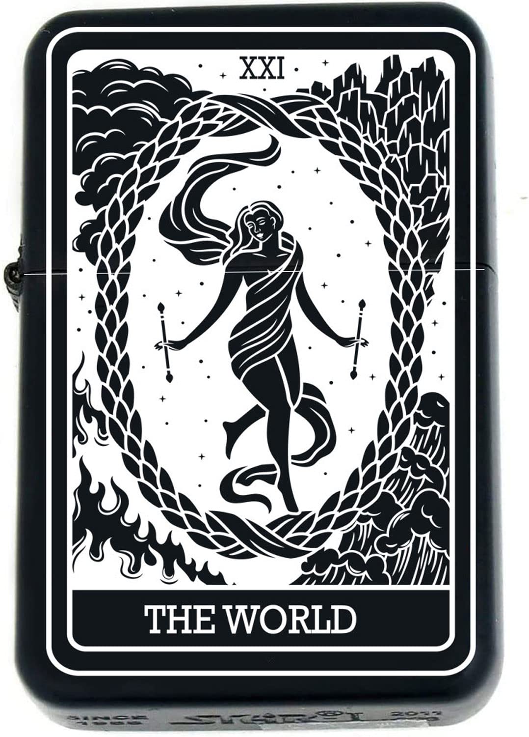Custom Tarot Card - 24 Major Arcana Cards Available Laser Engraved Unique Collectible s Infinity Black Matt Windproof Lighters! (The-World) - Christmas, Halloween & Valentines Day Gift