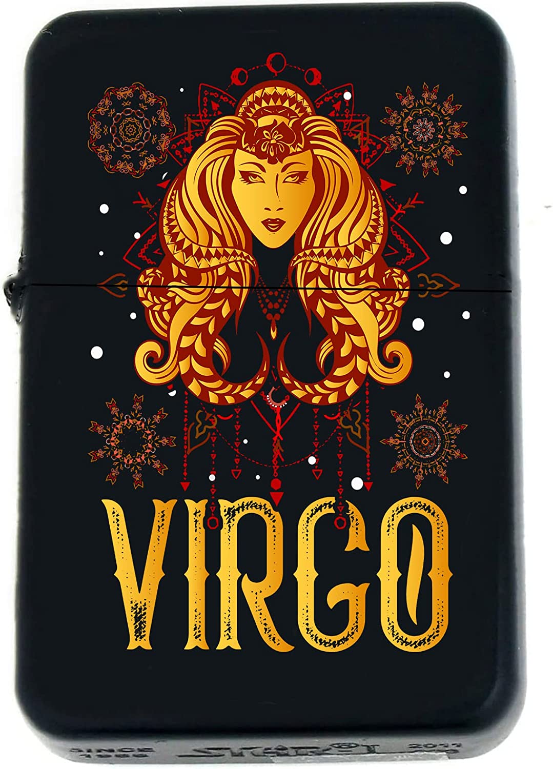 GIFTS INFINITY-Personalized Birthday Zodiac Signs Windproof Lighters-Black Matt (Virgo)