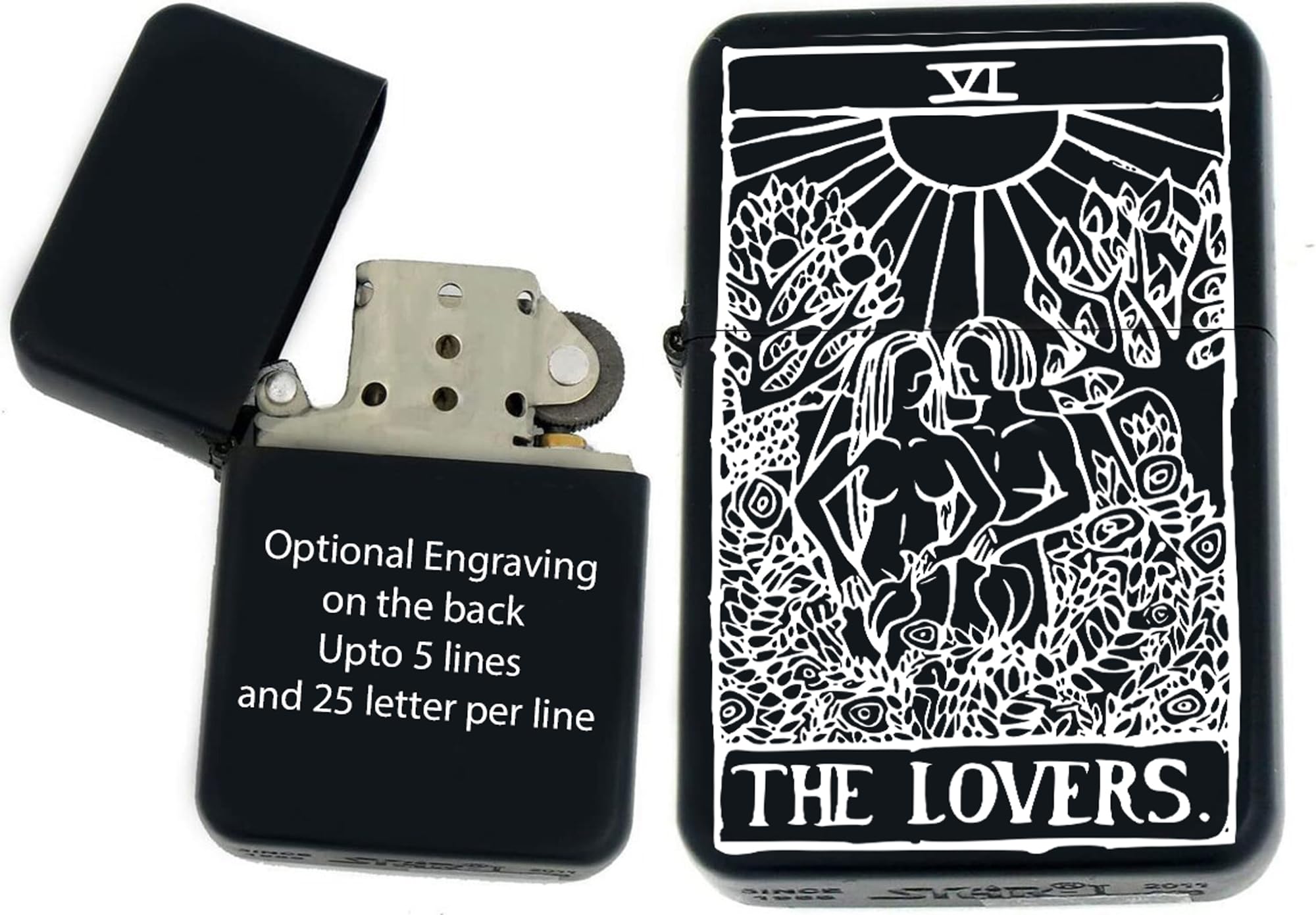 Custom Tarot Card - Major Arcana Cards Available Unique Lovers s Infinity Black Matt Windproof Lighters! (109) - Christmas, Halloween & Valentines Day Gift