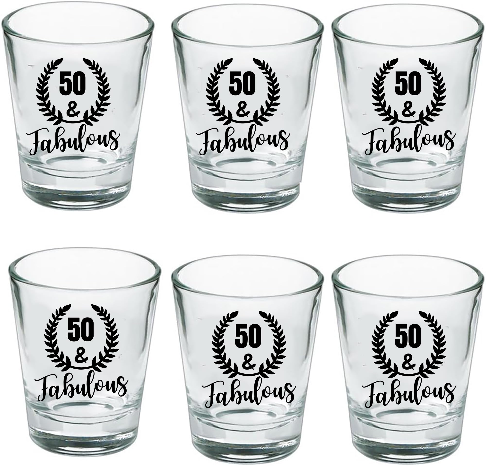 GIFTS INFINITY Set Of 6 1.5oz Shot Glasses 50 Bithday, Hello 50, Stepping into my 50th birthday (FT-4)