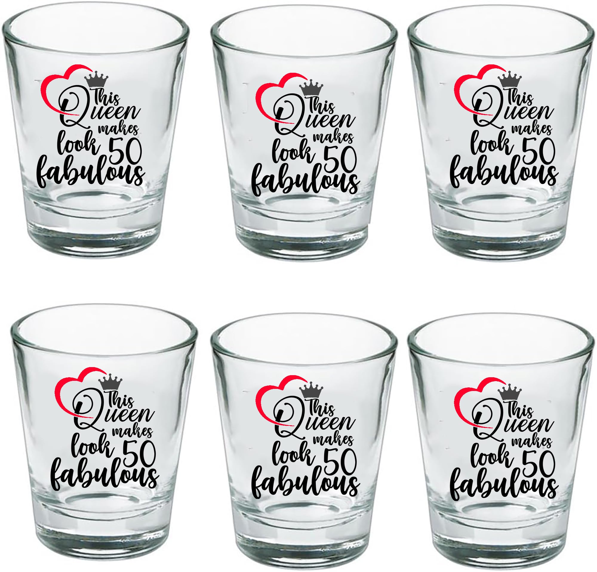 GIFTS INFINITY Set Of 6 1.5oz Shot Glasses 50 Bithday, Hello 50, Stepping into my 50th birthday (FT-20)