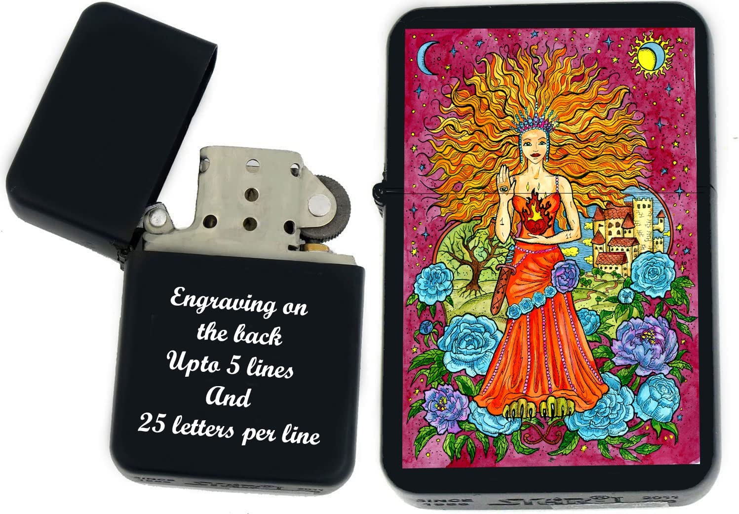 GIFTS INFINITY-Personalized Birthday Zodiac Signs Windproof Lighters-Black Matt (Leo 1)