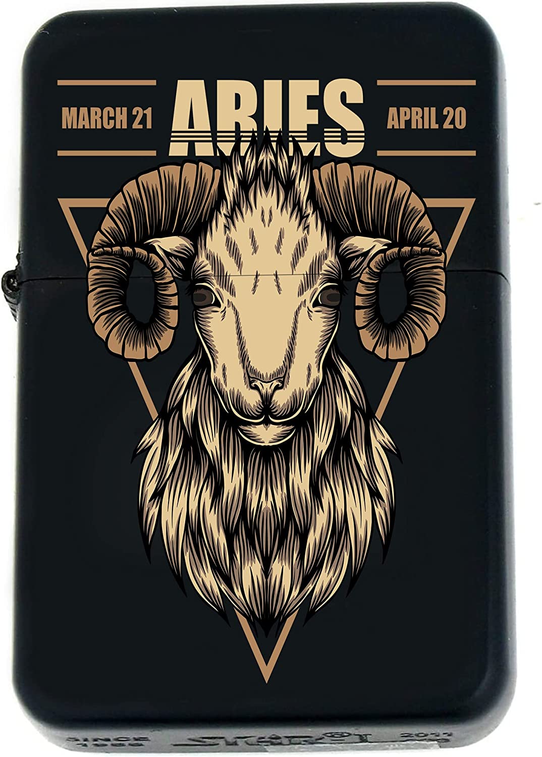 GIFTS INFINITY-Personalized Birthday Zodiac Signs Windproof Lighters-Black Matt (Aries 2)