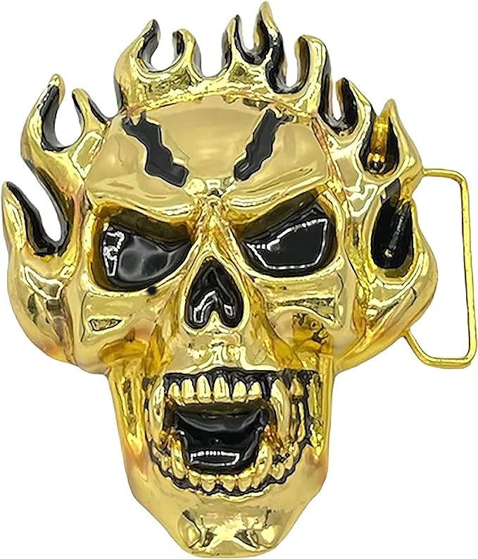 Hip Hop Iced Belt Buckle (Skull Flame)