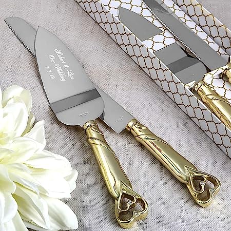 Engraved Wedding Silver Cake Knife