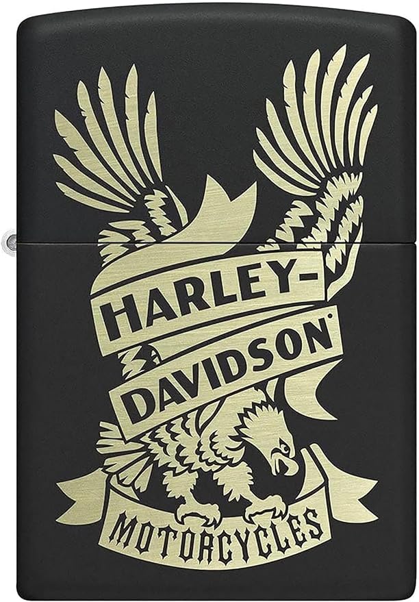 Personalized Zippo Lighter Black Matt Retro- Inspired Harley Davidson 49826