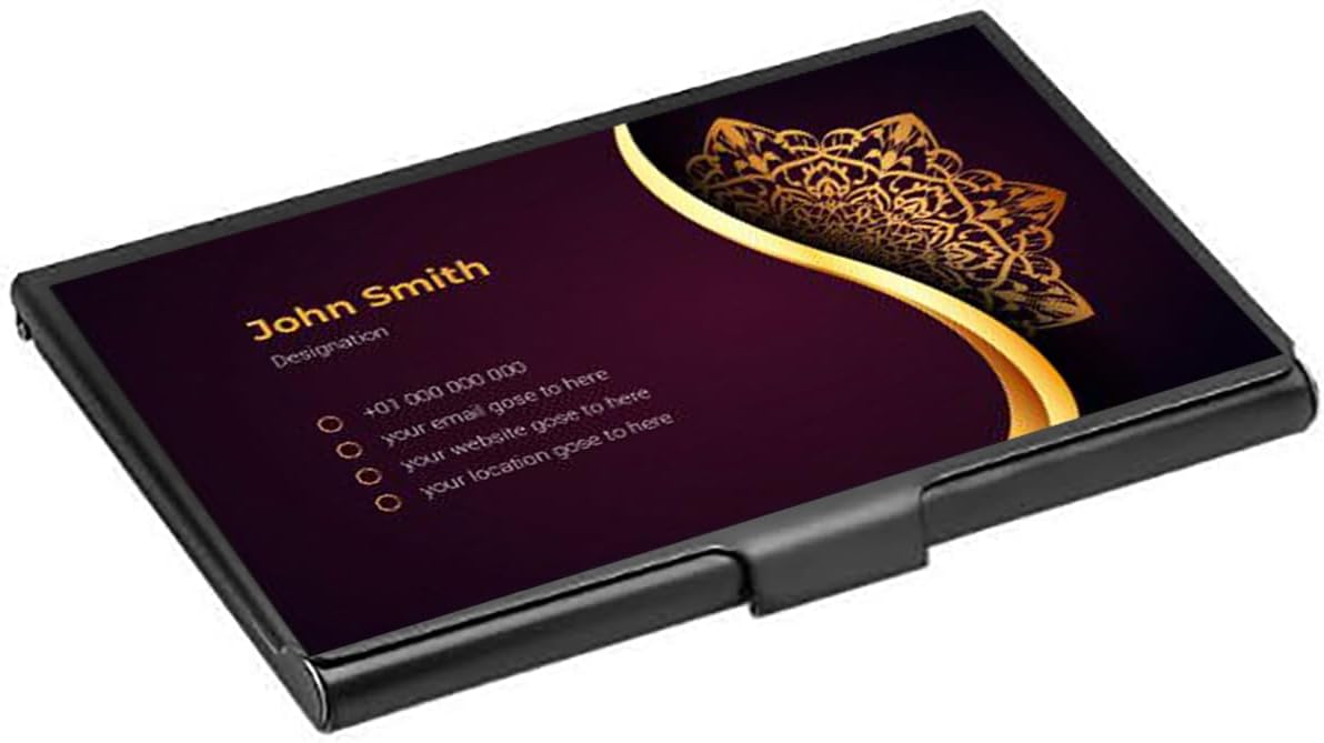 GIFTS INFINITY Color Image Or Logo UV Printed Personalized Business Card Holder - Free Engraving (Black)
