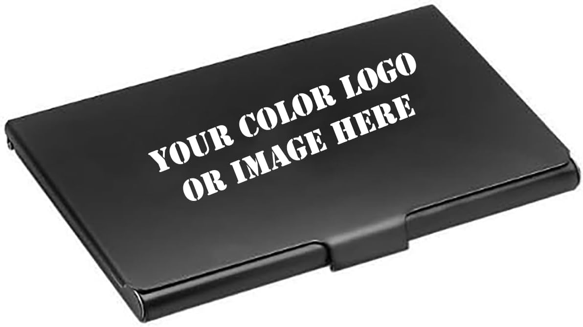 GIFTS INFINITY Color Image Or Logo UV Printed Personalized Business Card Holder - Free Engraving (Black)
