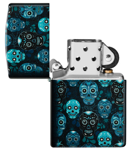Zippo Sugar Skulls Design - Ignite Your Style with this Iconic Design Lighter, Glow-in-the-Dark finish