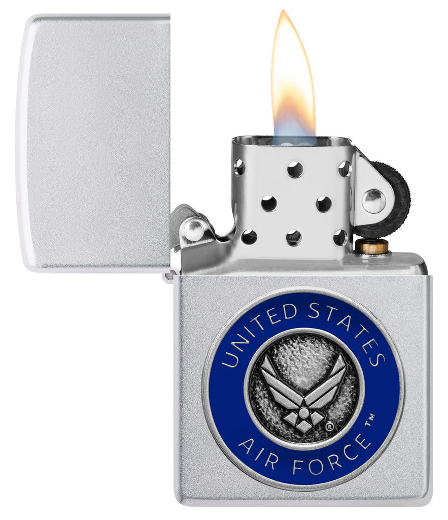 Zippo United States Air Force Emblem Art Satin Chrome Lighter