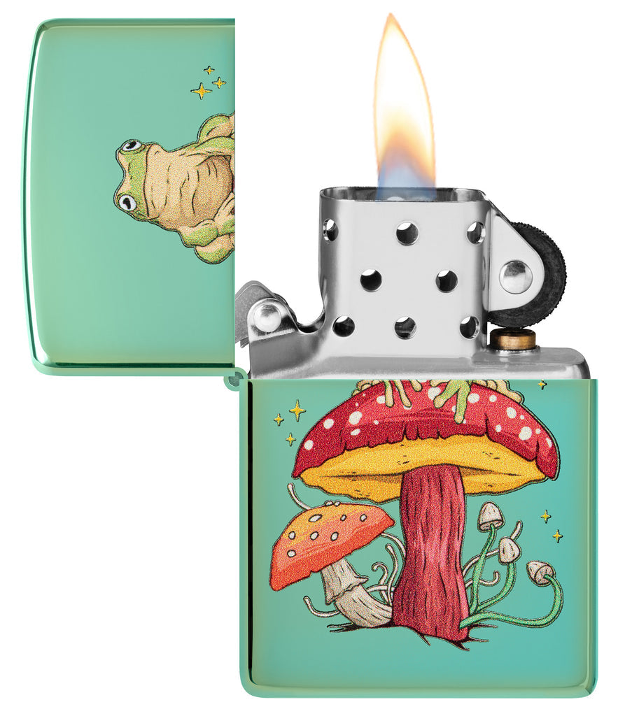 Zippo Mystical Frog Design High Polish Green Lighter in a Whimsical Color Image Design