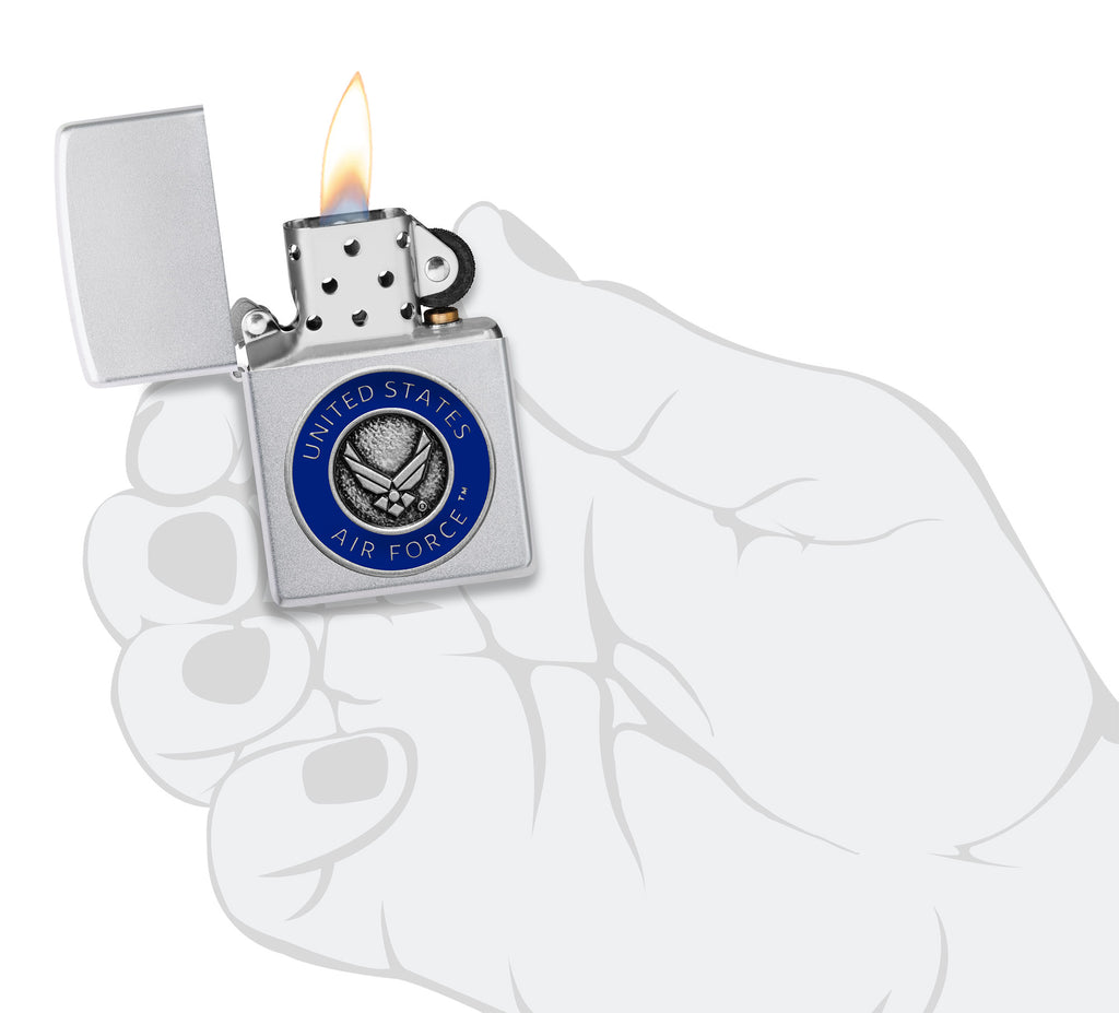 Zippo United States Air Force Emblem Art Satin Chrome Lighter