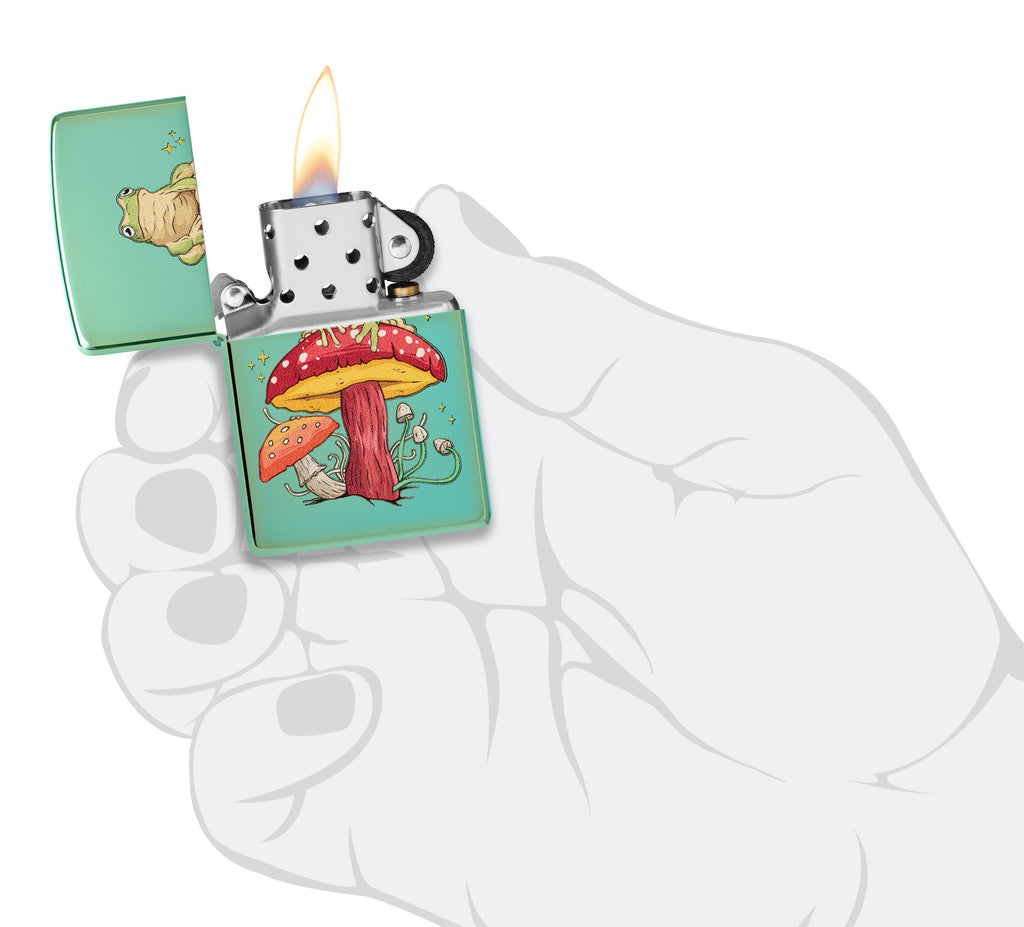 Zippo Mystical Frog Design High Polish Green Lighter in a Whimsical Color Image Design