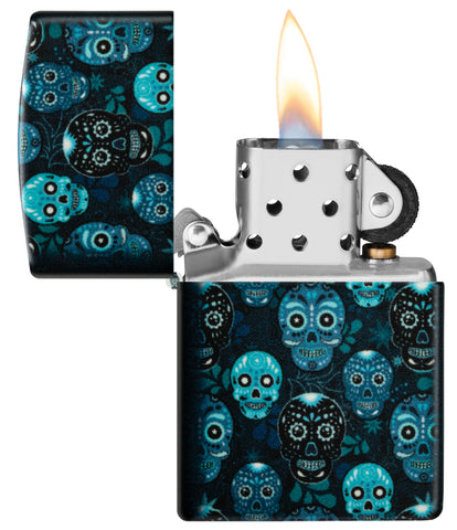 Zippo Sugar Skulls Design - Ignite Your Style with this Iconic Design Lighter, Glow-in-the-Dark finish