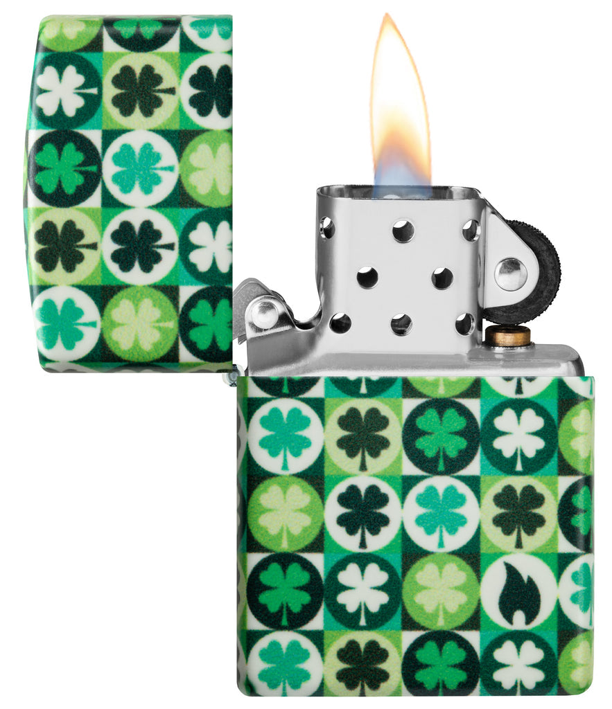 Zippo Clover Design Fields of Contrasting Clovers Seamlessly Surround the Entire Piece