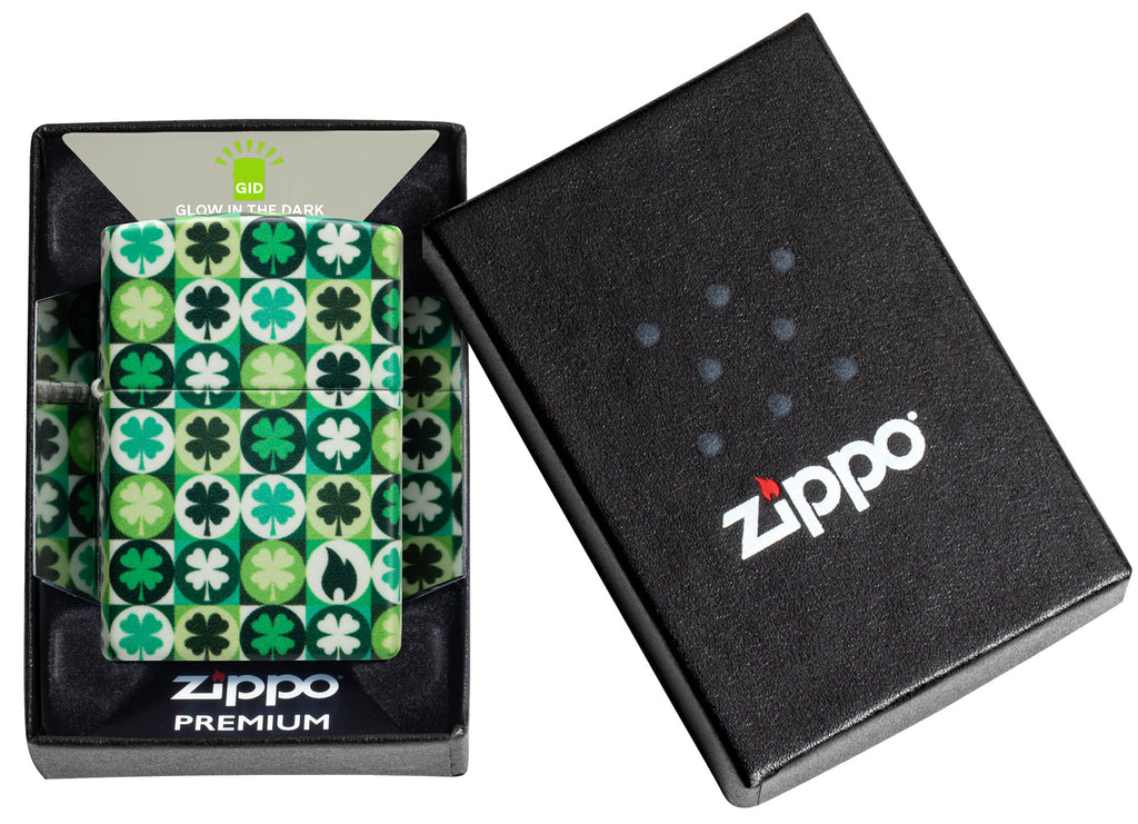 Zippo Clover Design Fields of Contrasting Clovers Seamlessly Surround the Entire Piece