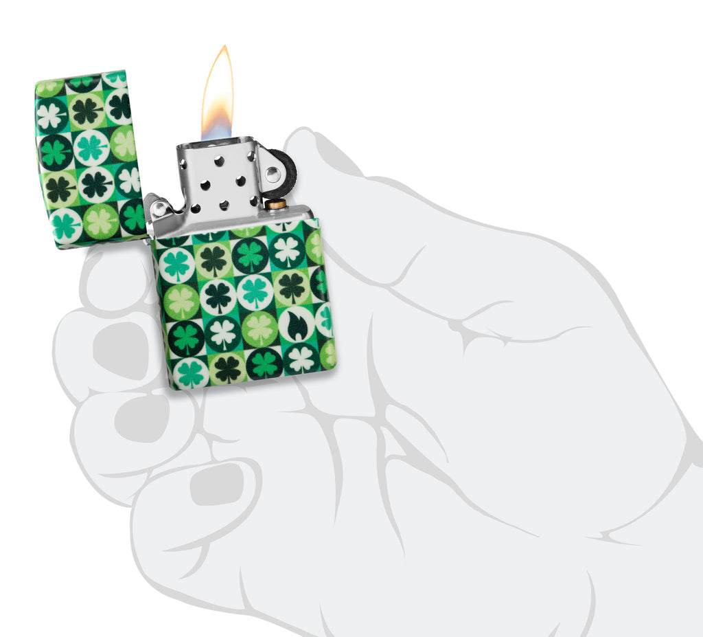 Zippo Clover Design Fields of Contrasting Clovers Seamlessly Surround the Entire Piece
