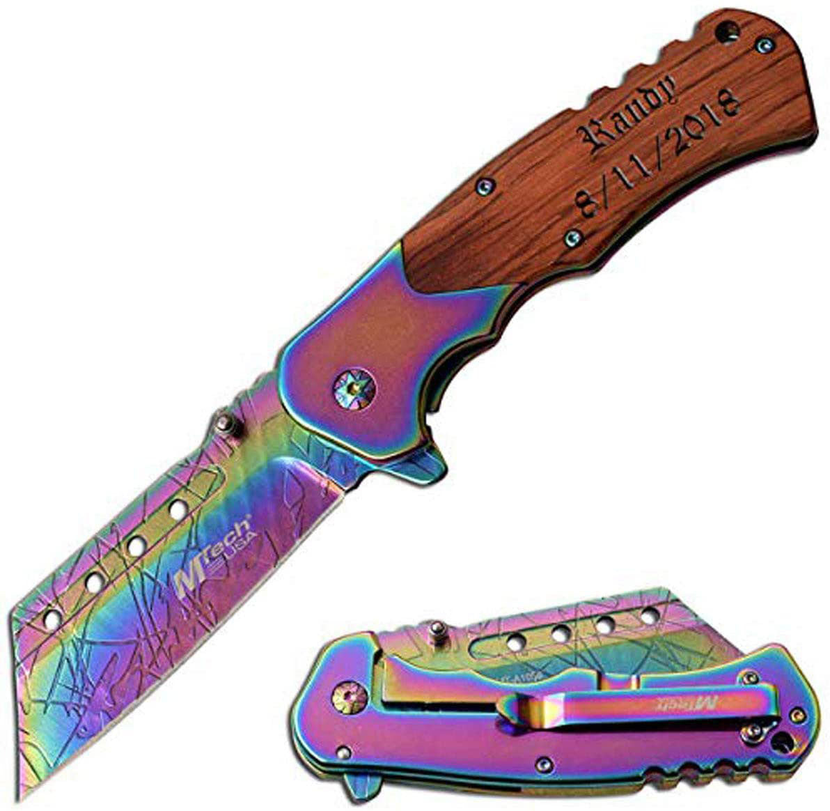 GIFTS INFINITY 8.25" Overall Personalized Laser Engraved Pocket Knife, Rescue Pocket Knife with Stainless Steel Blade