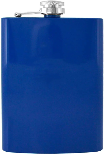 Gifts Infinity 8 oz Blue Brushed and Polished Stainless Steel Flask with Sleek Touch and Screw-Down Cap