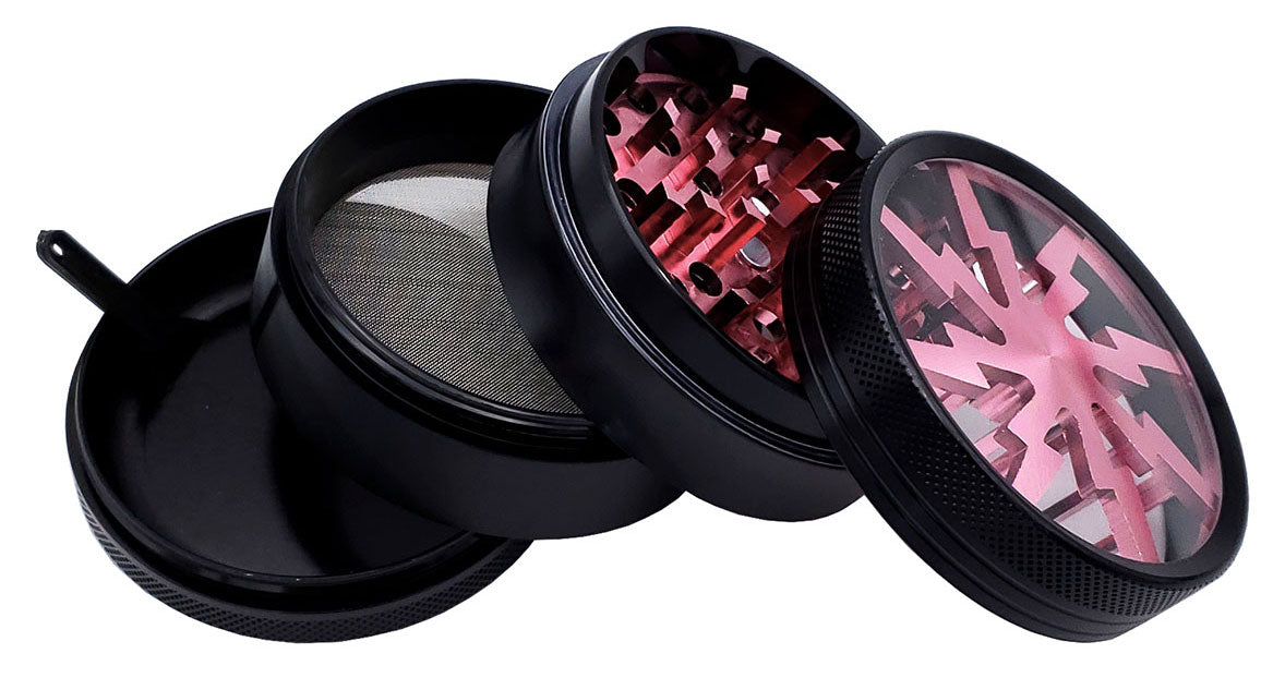 65mm Pink Metal Spice Herb 4 Part Grinders