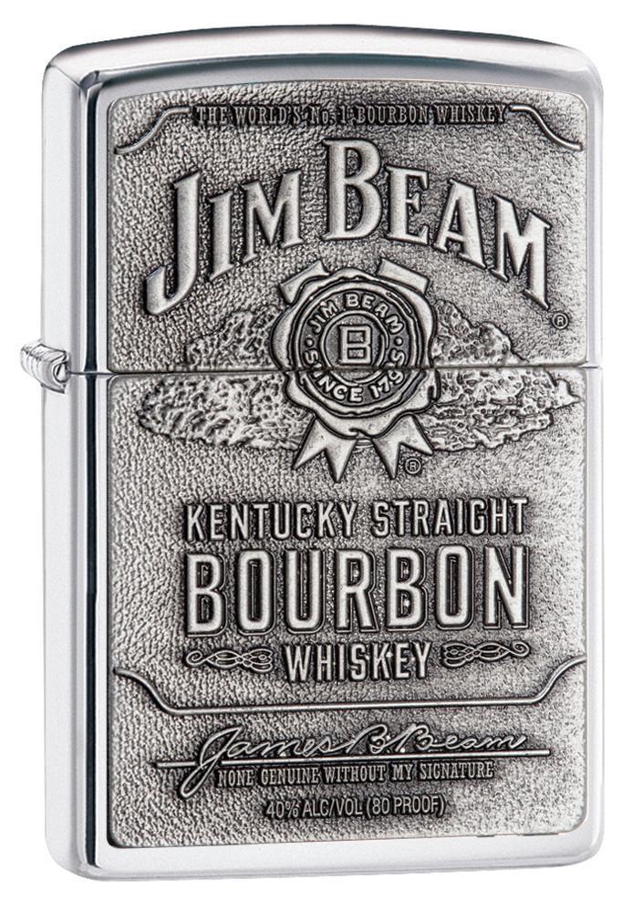 250JB, Jim Beam Bourbon Whiskey Emblem, High Polish Chrome Finish, Classic Case