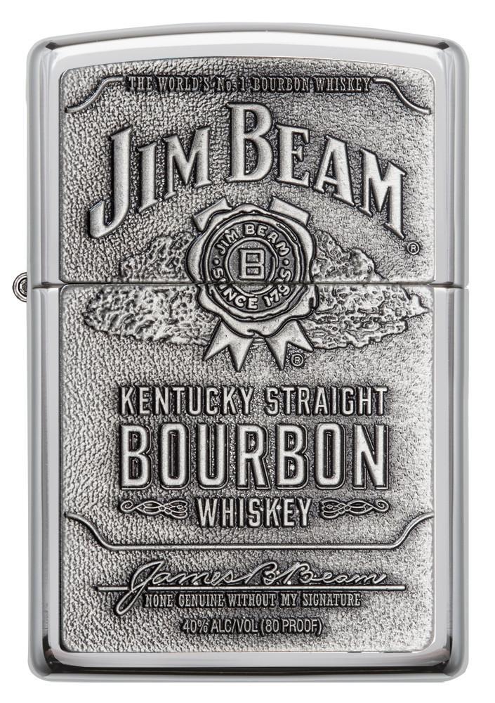 250JB, Jim Beam Bourbon Whiskey Emblem, High Polish Chrome Finish, Classic Case