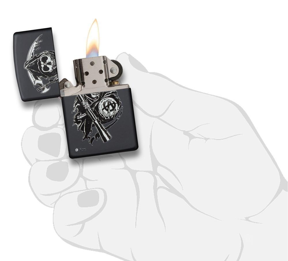 28504, Sons of Anarchy with Grim Reaper, Weapon, & Anarchy Crystal Ball, Color Image, Black Matte Finish