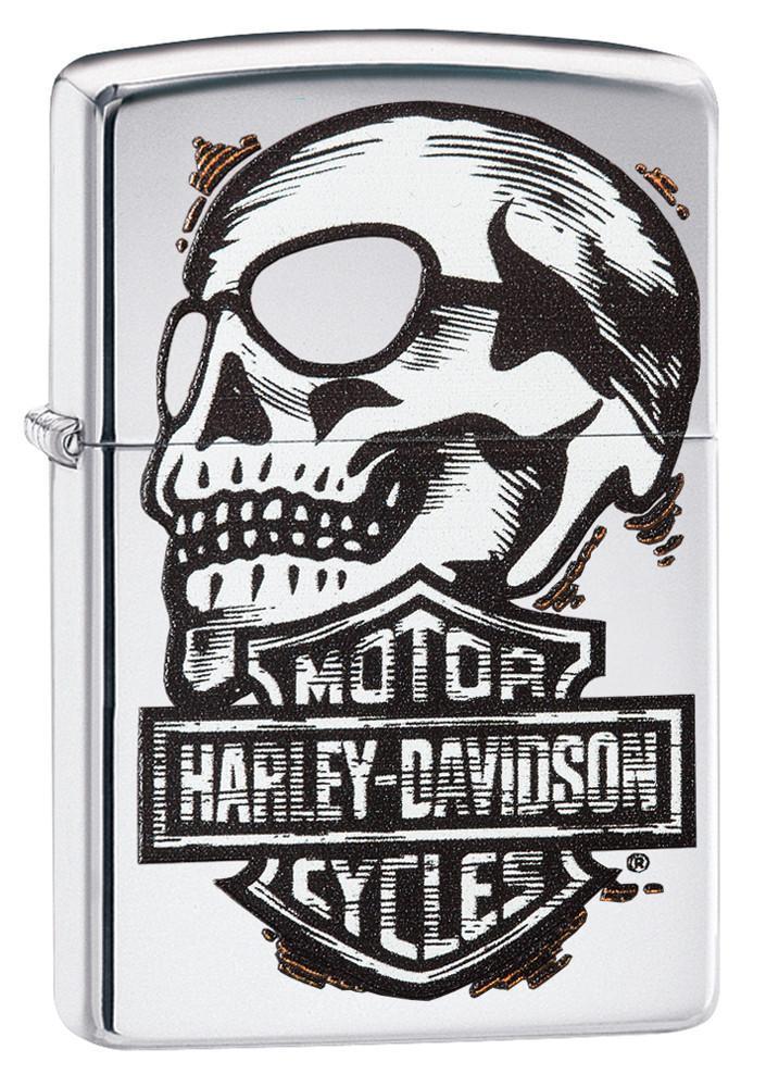 29281, Harley-Davidson Tattoo Skull, Color Image, High Polish Chrome, Classic Case