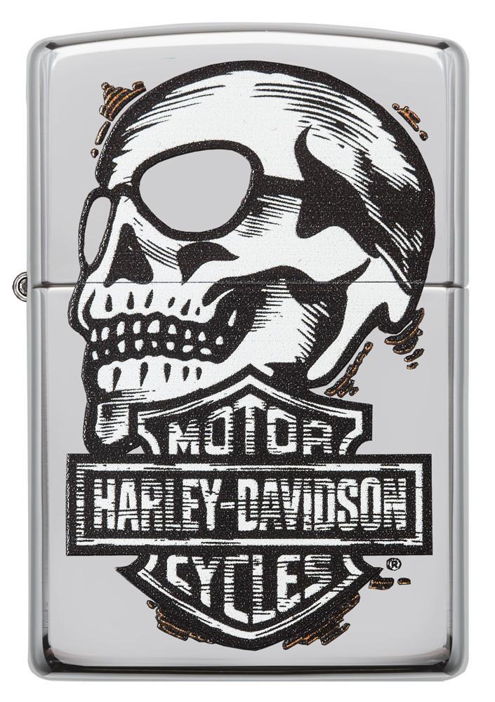 29281, Harley-Davidson Tattoo Skull, Color Image, High Polish Chrome, Classic Case