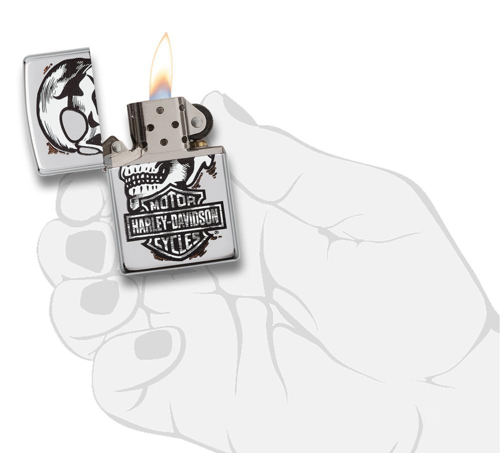 29281, Harley-Davidson Tattoo Skull, Color Image, High Polish Chrome, Classic Case