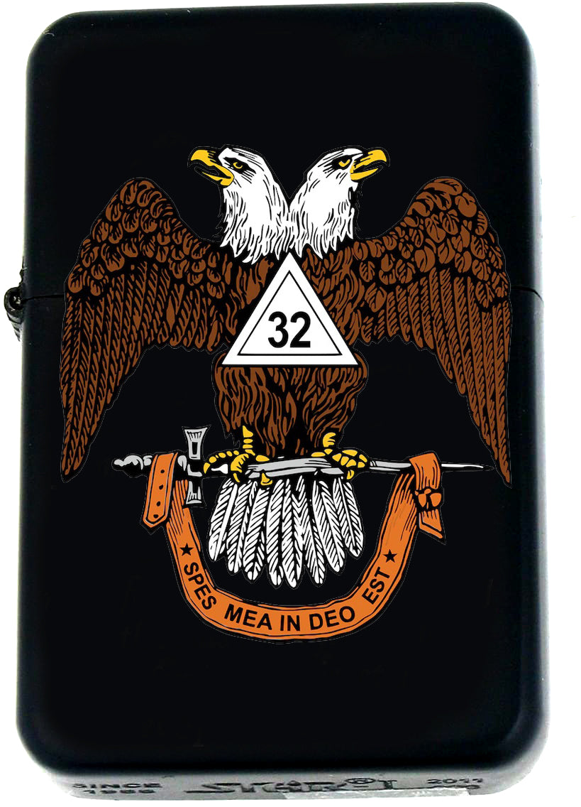 GIFTS INFINITY Attractive and Sturdy Wind Proof Masonic Freemason 32 Degree Windproof Black Matt Lighter