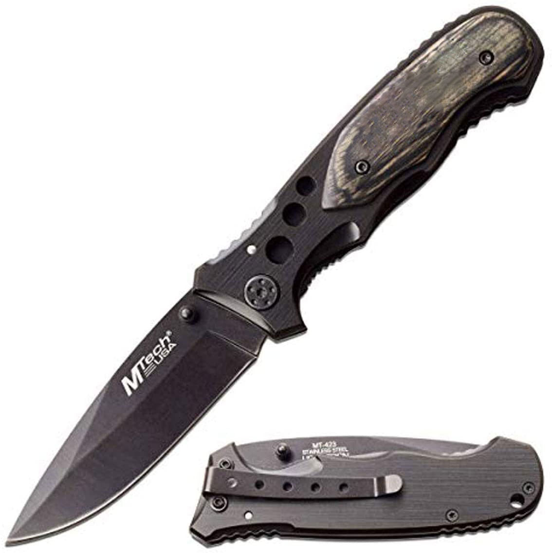 GIFTS INFINITY Customized Engraved Pocket Folding Knife, Groomsmen Wedding Party, 4.5" Closed Wooden Tactical Knife