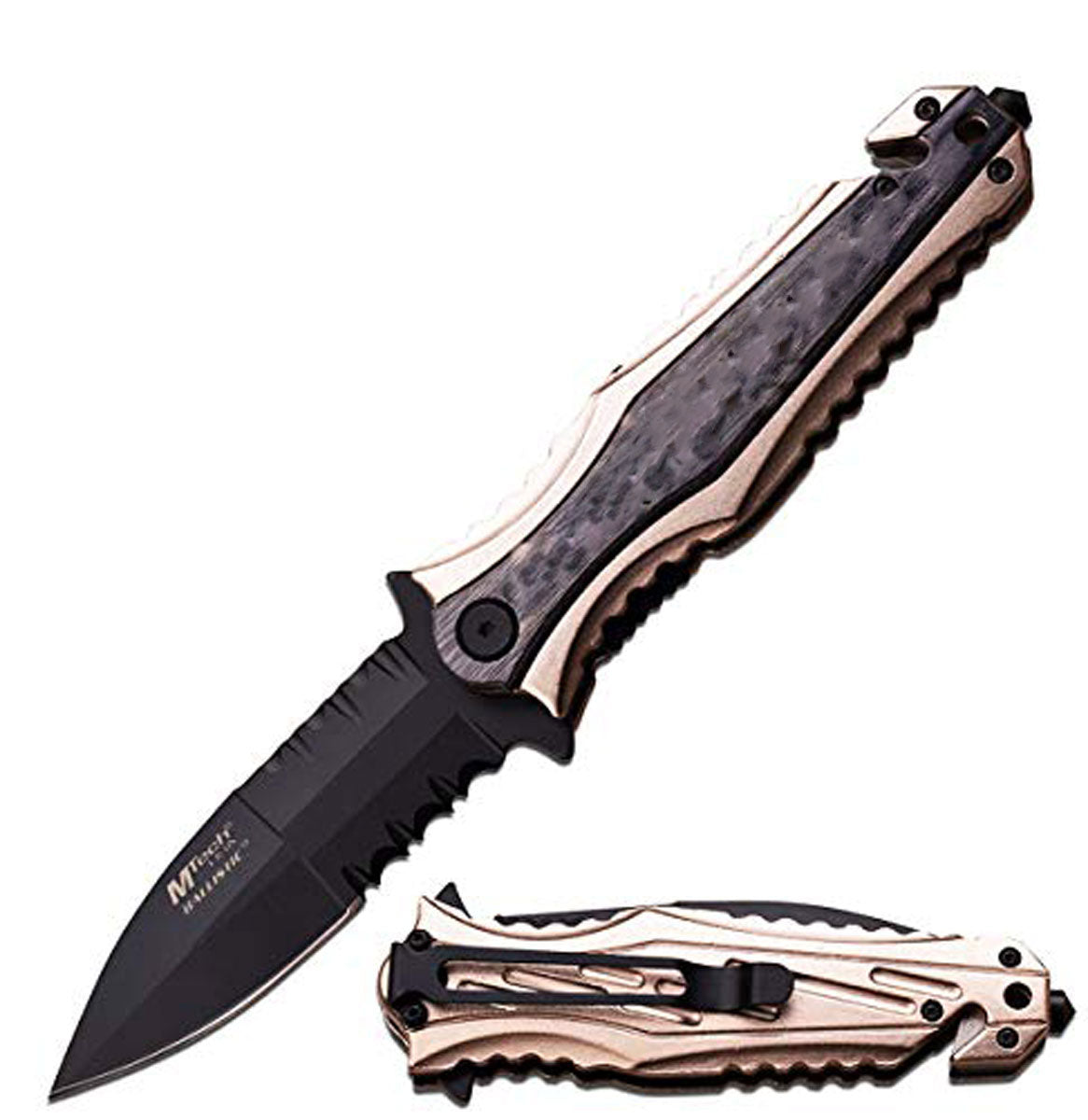 GIFTS INFINITY 5-in-1 Dispatcher 4.5" Tactical Knife with Glass Breaker, Seatbelt Cutter, Serrated Blade, Emergency Tool