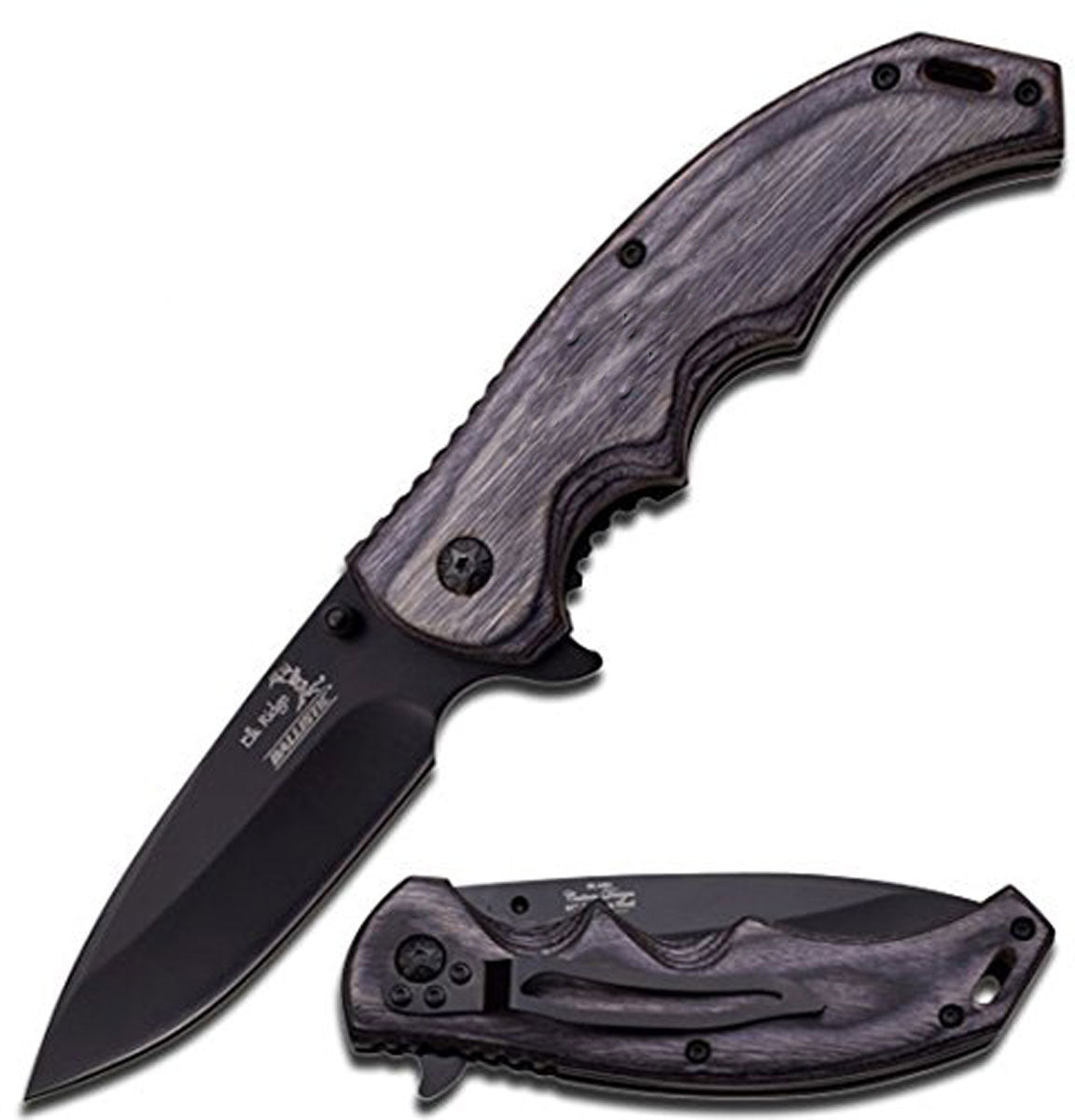 GIFTS INFINITY Personalized Laser Engraved 4.75" Closed Pocket Folding Tactical Knife with Stonewashed Blade, Wooden Handle