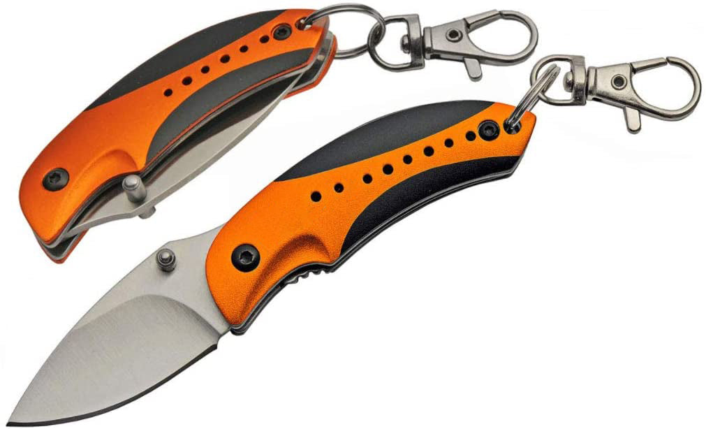 GIFTS INFINITY Personalized Laser Engraved 4.75" Camper Orange Pocket Knife with Stonewashed Blade and Thumb Stud Opener