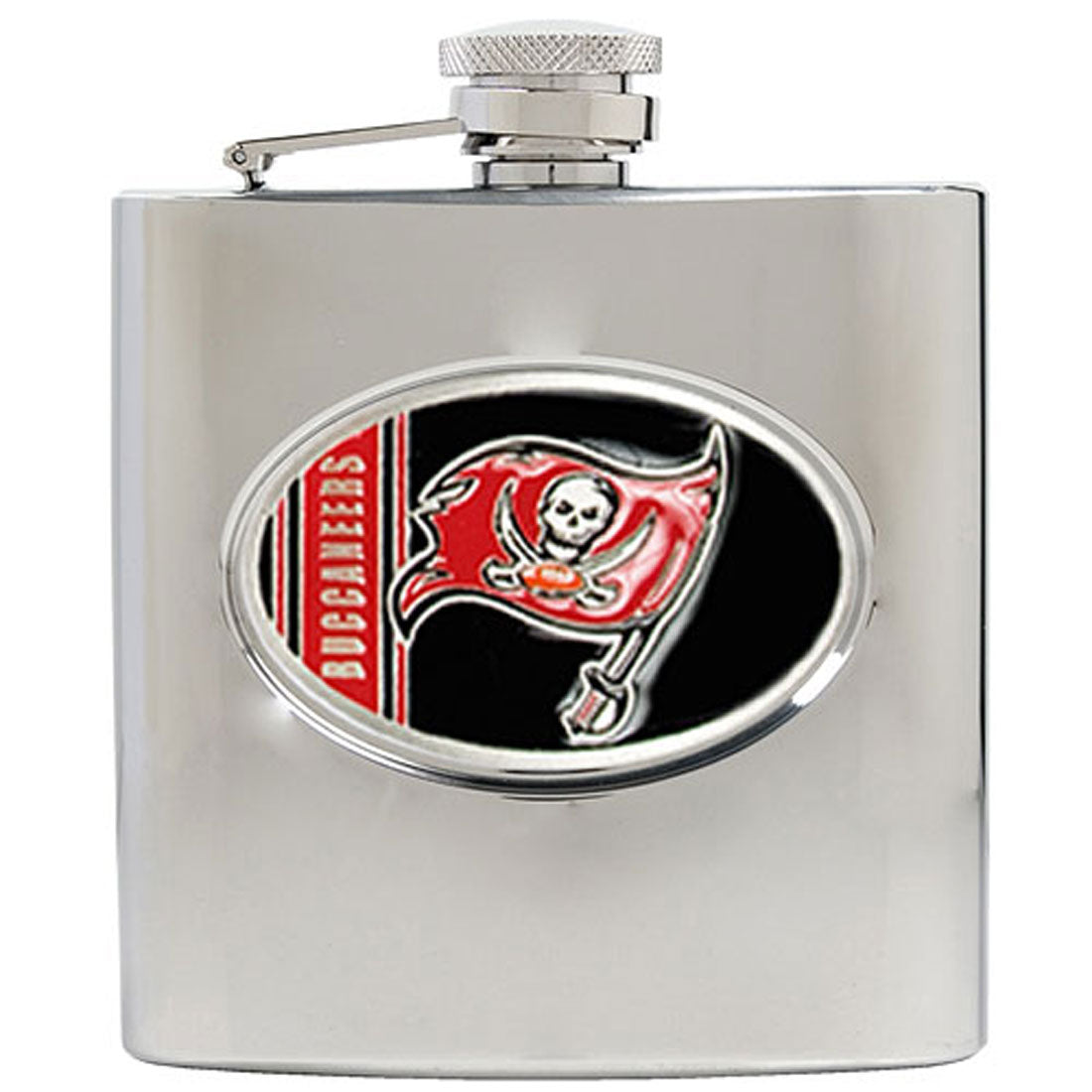 NFL 6-Ounce Matte Finished Stainless Steel Hip Flask with Oval Tampa Bay Buccaneers Team Emblem and Funnel