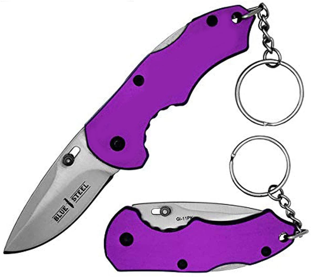 Purple POCKET FOLDING KNIFE KEYCHAIN