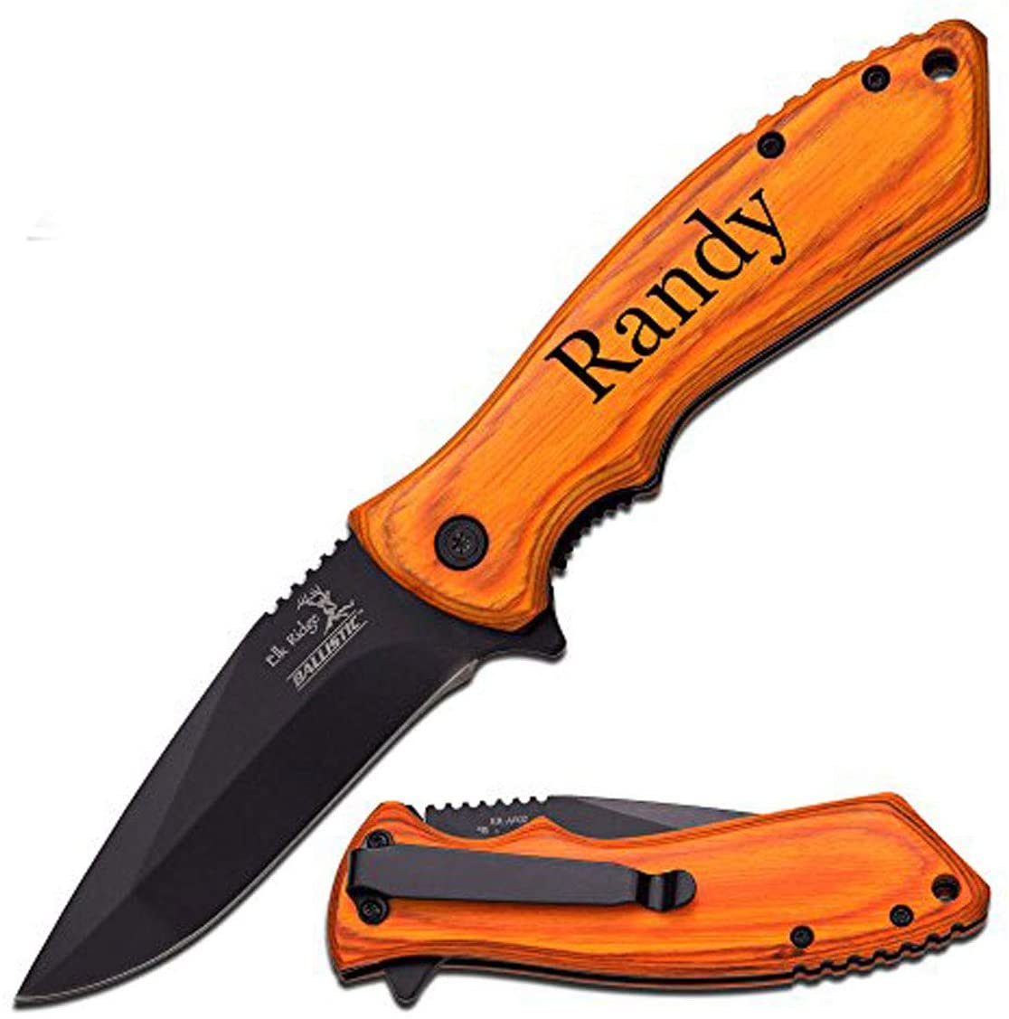 GIFTS INFINITY Personalized Laser Engraved 4.5" Closed Pocket Folding Tactical Knife with Stonewashed Blade, Camping