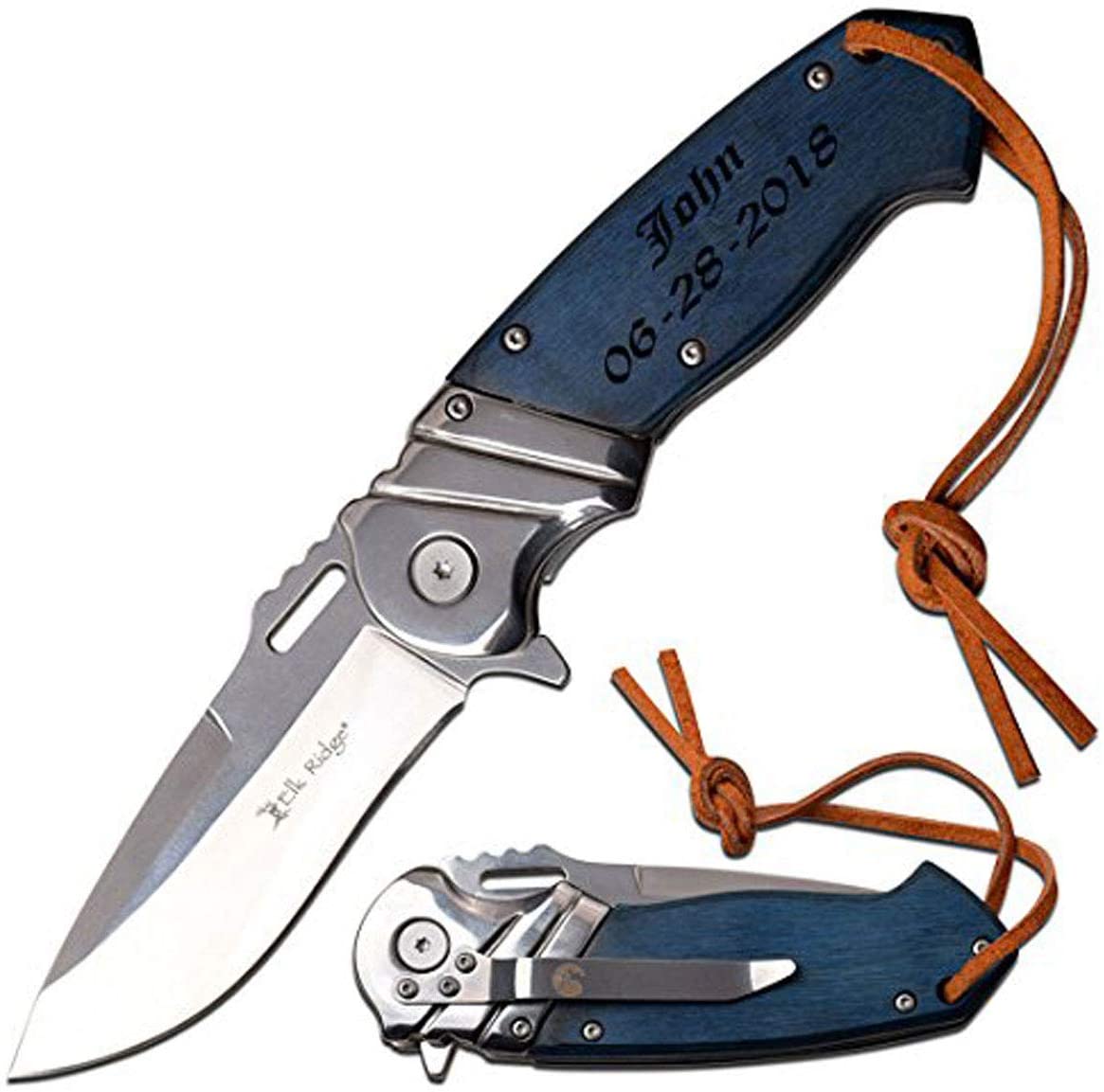 GIFTS INFINITY Personalized Engraving - 4.75" Closed Pakkawood Handle Spring Assisted Quality Pocket Knife