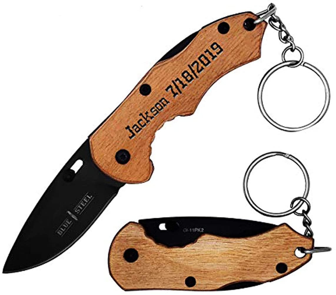 GIFTS INFINITY Personalized Laser Engraved Overall: 5″ Pocket Knife, Father's Day, Groomsmen Gift, Gifts for Men