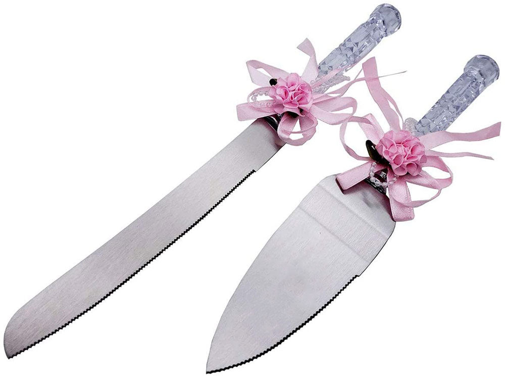 12 Personalized Wedding Cake Knife and 10 Server Set Free Engraving  Purple Bow