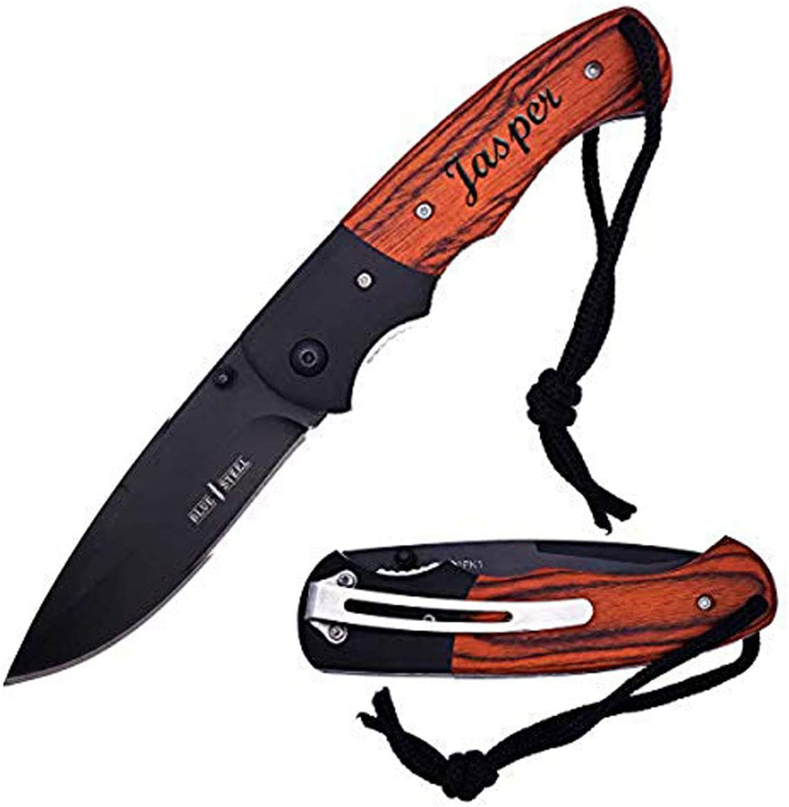 GIFTS INFINITY 8" Overall Folding Pocket Knife Stainless Steel Blade Wood Handle Birthday Gifts Unique Gifts for Men Christmas